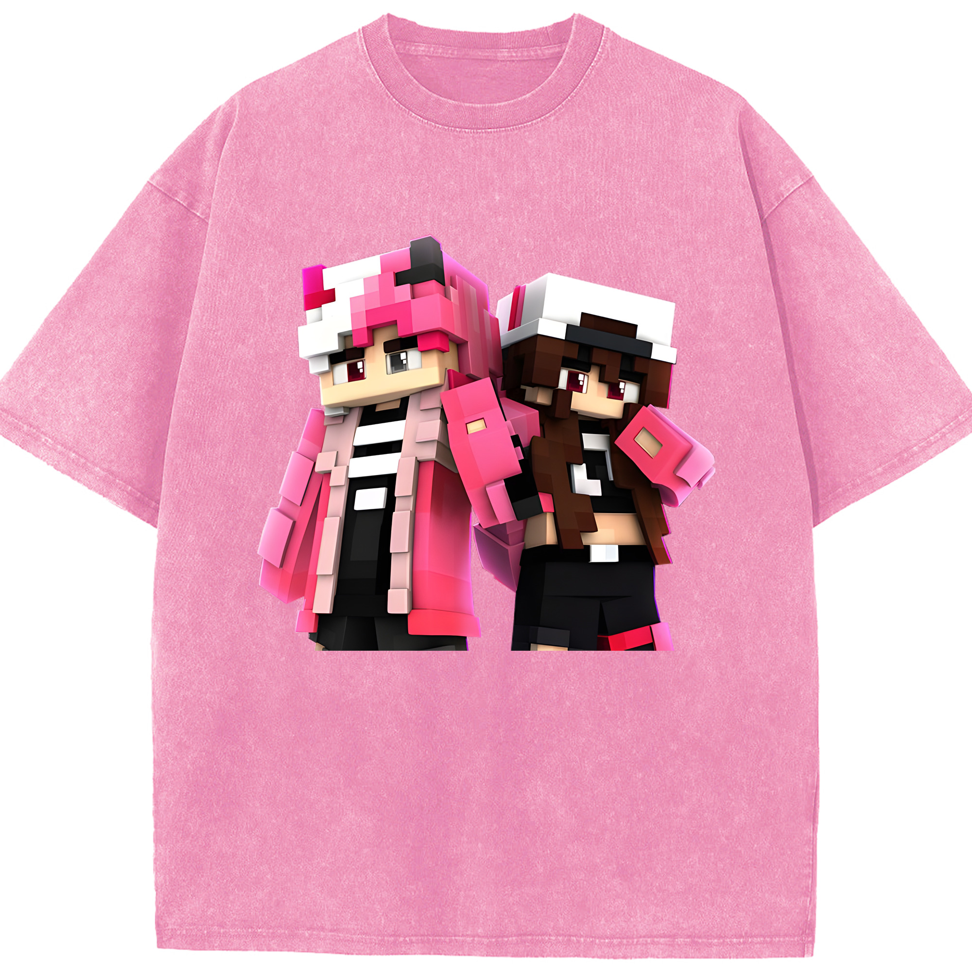 （画像用） マインクラフト ブロックの世界 Minecraft MC Block world 綿100% ヴィンテージ風 半袖Tシャツ（フロントプリント）